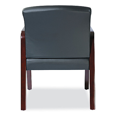 Alera Reception Lounge WL Series Guest Chair, 24.21" x 24.8" x 32.67", Black Seat, Black Back, Mahogany Base (ALERL4319M)