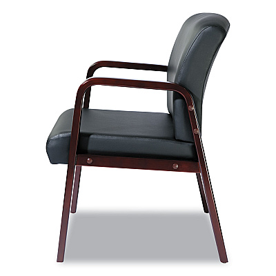 Alera Reception Lounge WL Series Guest Chair, 24.21" x 24.8" x 32.67", Black Seat, Black Back, Mahogany Base (ALERL4319M)