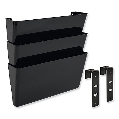 deflecto DocuPocket Stackable Three-Pocket Partition Wall File, 3 Sections, Letter Size, 13" x 4", Black (DEF73504)