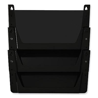 deflecto DocuPocket Stackable Three-Pocket Partition Wall File, 3 Sections, Letter Size, 13" x 4", Black (DEF73504)
