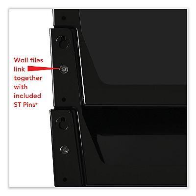 deflecto DocuPocket Stackable Three-Pocket Partition Wall File, 3 Sections, Letter Size, 13" x 4", Black (DEF73504)