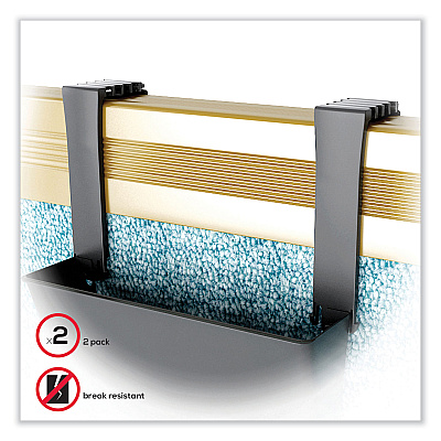 deflecto Two Break-Resistant Plastic Partition Brackets, For 2.63 to 4.13 Wide Partition Walls, Black, 2/Pack (DEF391404)