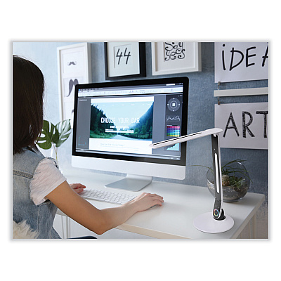 Bostitch Office Color Changing Desk Lamp with RGB Arm, 20" High, White (VLED1605)