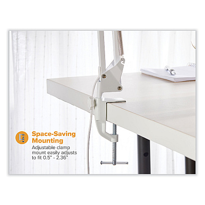 BLACK+DECKER PureOptics LED Magnifying Dimmable Desk Lamp with Clamp Mount, 17" High, White (VLED600)