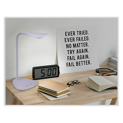 BLACK+DECKER Battery LED Dimmable Desk Lamp with Adjustable Color Temperature, 12.6" High, White (VLED1820BD)
