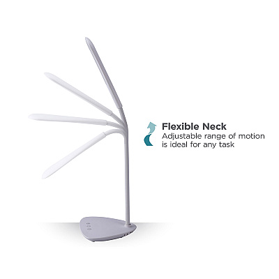 BLACK+DECKER Battery LED Dimmable Desk Lamp with Adjustable Color Temperature, 12.6" High, White (VLED1820BD)