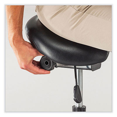 Safco Saddle Seat Lab Stool, Backless, Supports Up to 250 lb, 21.25" to 26.25" Seat Height, Black Seat, Black Base (SAF3438BL)