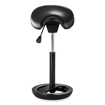 Safco Twixt Extended-Height Saddle Seat Stool, Backless, Supports Up to 300 lb, 22.9" to 32.7" Seat Height, Black Seat (SAF3006BV)
