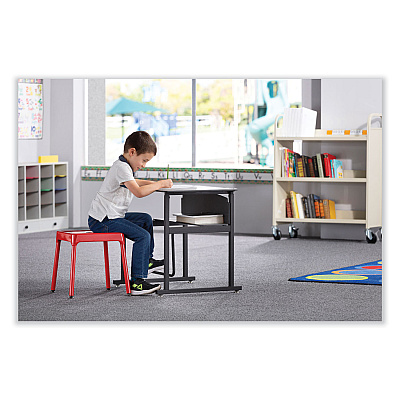 Safco Steel Guest Stool, Backless, Supports Up to 275 lb, 15" to 15.5" Seat Height, Red Seat, Red Base (SAF6603RD)