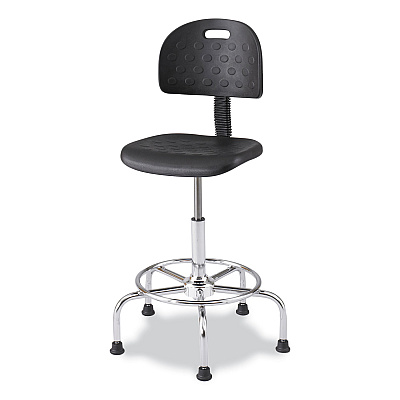 Safco Workfit Economy Industrial Chair, Supports Up to 400 lb, 22" to 30" Seat Height,  Black Seat, Black Back, Silver Base (SAF6950BL)