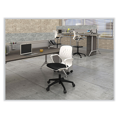 Safco Shell Extended-Height Chair, Supports Up to 275 lb, 22" to 32" Seat Height, Black/White Seat, White Back, Black Base (SAF7014WH)