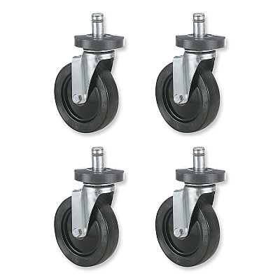 Caster Kit for Safco Task Master Industrial Shelving Units, Black, 4/Set (2 Locking) (SAF5283)