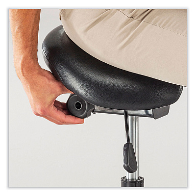 Safco Twixt Extended-Height Saddle Seat Stool, Backless, Supports Up to 300 lb, 22.9" to 32.7" Seat Height, Black Seat (SAF3006BV)