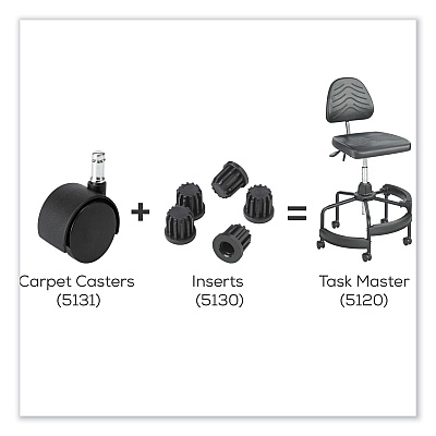 Safco Task Master Carpet Casters, 2" Wheel, Black, 5/Set (SAF5131)