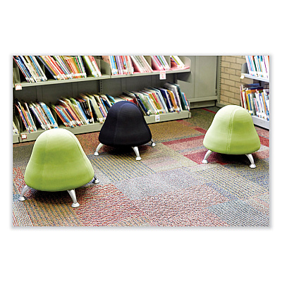 Safco Runtz Ball Chair, Backless, Supports Up to 250 lb, Green Vinyl Seat, Silver Base (SAF4756GV)