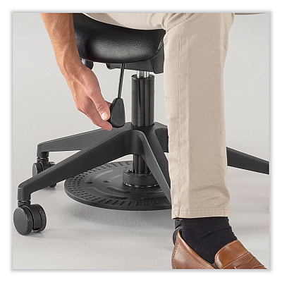 Safco Saddle Seat Lab Stool, Backless, Supports Up to 250 lb, 21.25" to 26.25" Seat Height, Black Seat, Black Base (SAF3438BL)