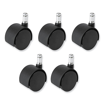 Safco Task Master Carpet Casters, 2" Wheel, Black, 5/Set (SAF5131)