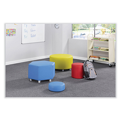 Safco Learn 15" Round Vinyl Floor Seat, 15" dia x 5.75"h, Baby Blue (SAF8121BUV)