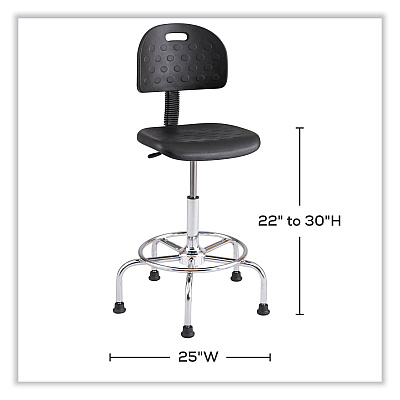 Safco Workfit Economy Industrial Chair, Supports Up to 400 lb, 22" to 30" Seat Height,  Black Seat, Black Back, Silver Base (SAF6950BL)