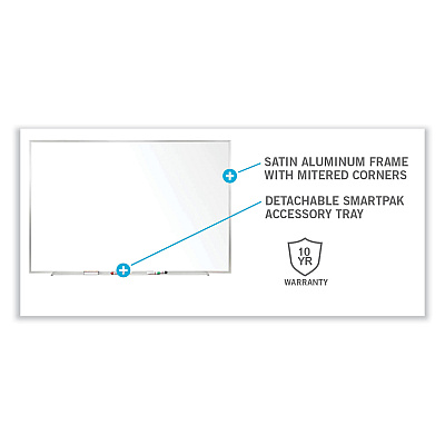 Ghent Non-Magnetic Whiteboard with Aluminum Frame, 72.63 x 48.47, White Surface, Satin Aluminum Frame (GHEM2464)