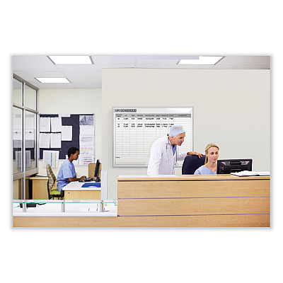 Ghent OR Schedule Magnetic Whiteboard, 72.5 x 48.5, White/Gray Surface, Satin Aluminum Frame (GHEGRPM313S46)