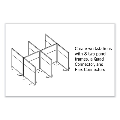 Ghent Floor Partition with Aluminum Frame and 2 Split Panel Infill, 48.06 x 2.04 x 71.86, White/Carmel (GHEMP7248208A)