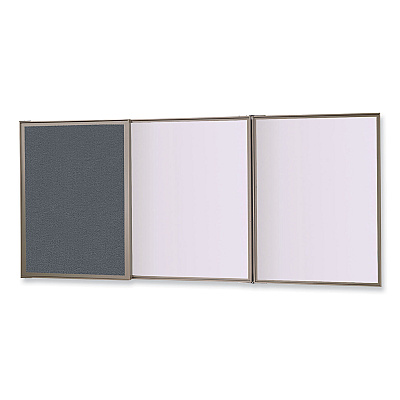 Ghent VisuALL PC Whiteboard Cabinet, Gray Fabric Bulletin Board Exterior Doors, 36 x 24, Aluminum Frame (GHE41302)