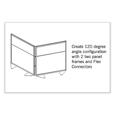 Ghent Floor Partition with Aluminum Frame and 2 Split Panel Infill, 48.06 x 2.04 x 53.86, White/Carmel (GHEMP5448208A)