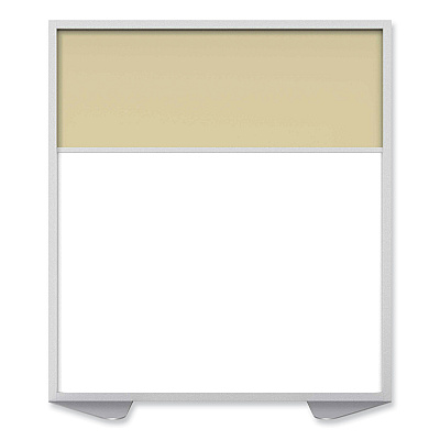 Ghent Floor Partition with Aluminum Frame and 2 Split Panel Infill, 48.06 x 2.04 x 53.86, White/Carmel (GHEMP5448208A)