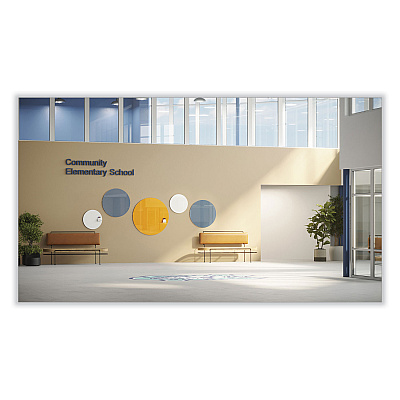 Ghent Coda Low Profile Circular Non-Magnetic Glassboard, 36 Diameter, White Surface (GHECDAGN36WH)