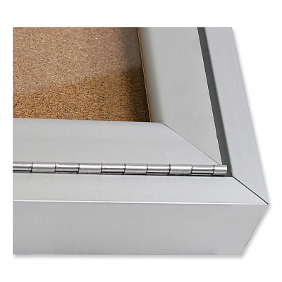 Ghent 2 Door Enclosed Natural Cork Bulletin Board with Satin Aluminum Frame, 48 x 36, Tan Surface (GHEPA23648K)