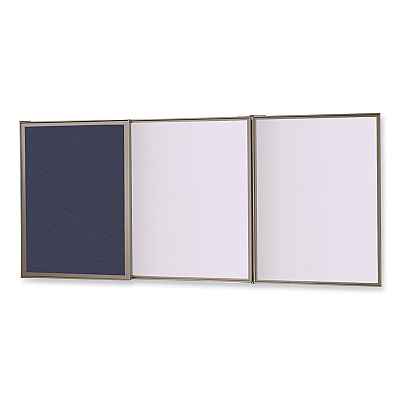 Ghent VisuALL PC Whiteboard Cabinet, Blue Fabric Bulletin Board Exterior Doors, 36 x 24, Aluminum Frame (GHE41301)