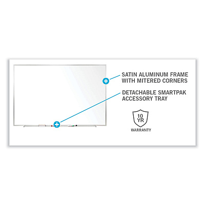 Ghent Non-Magnetic Whiteboard with Aluminum Frame, 60.63 x 48.47, White Surface, Satin Aluminum Frame (GHEM2454)