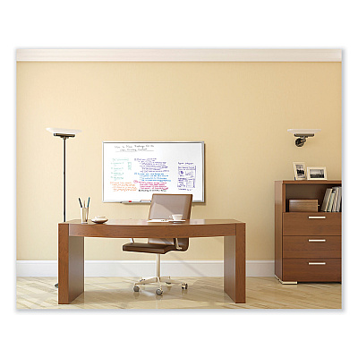 Ghent Non-Magnetic Whiteboard with Aluminum Frame, 96.63 x 48.47, White Surface, Satin Aluminum Frame (GHEM2484)