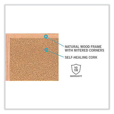 Ghent Aluminum-Frame Natural Corkboard, 36 x 24, Tan Surface, Satin Aluminum Frame (GHE13231)