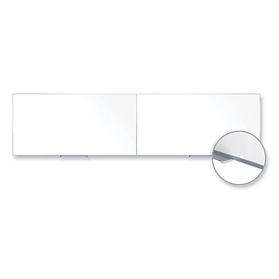 Ghent Magnetic Porcelain Whiteboard with Satin Aluminum Frame, 193 x 48.5, White Surface (GHEM14164)