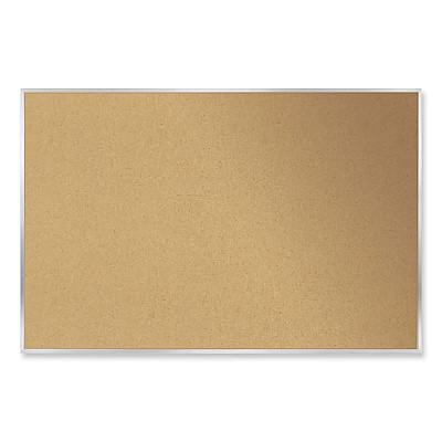 Ghent Aluminum-Frame Natural Corkboard, 60.5 x 48.5, Tan Surface, Satin Aluminum Frame (GHEAK45)