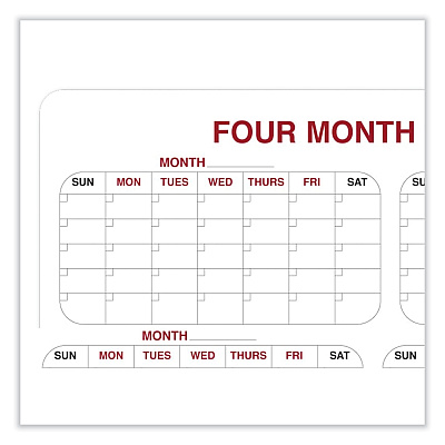 Ghent 4 Month Whiteboard Calendar with Radius Corners, 36 x 24, White/Red/Black Surface (GHE984516)