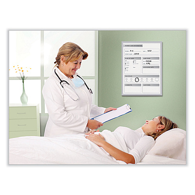 Ghent Patient Room Magnetic Whiteboard, 18.5 x 24.5, White/Gray Surface, Satin Aluminum Frame (GHEGRPM311P18)