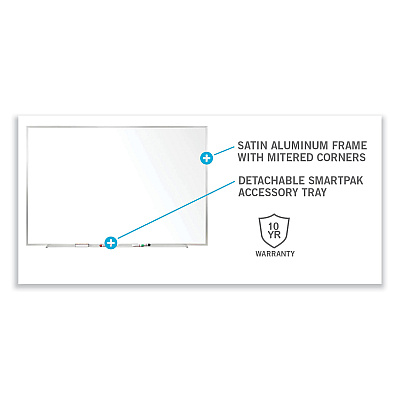 Ghent Non-Magnetic Whiteboard with Aluminum Frame, 60.63 x 36.44, White Surface, Satin Aluminum Frame (GHEM2354)
