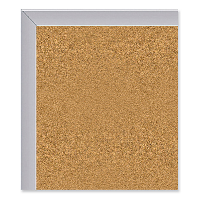 Ghent Aluminum-Frame Natural Corkboard, 96.5 x 48.5, Tan Surface, Satin Aluminum Frame (GHEAK48)