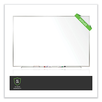 Ghent Non-Magnetic Whiteboard with Aluminum Frame, 96.63 x 48.47, White Surface, Satin Aluminum Frame (GHEM2484)
