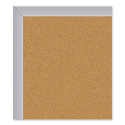 Ghent Aluminum-Frame Natural Corkboard, 46.5 x 36, Tan Surface, Satin Aluminum Frame (GHE13341)