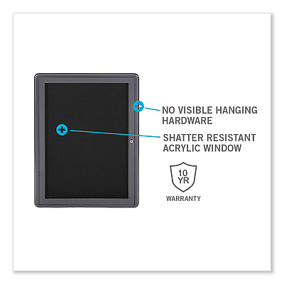 Ghent Enclosed Letterboard, 24.13 x 33.75, Gray Powder-Coated Aluminum Frame (GHEOVG1BBK)