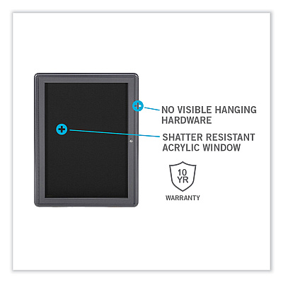 Ghent Enclosed Letterboard, 24.13 x 33.75, Gray Powder-Coated Aluminum Frame (GHEOVG1BBG)