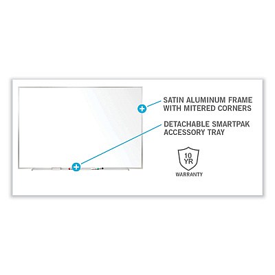 Ghent Non-Magnetic Whiteboard with Aluminum Frame, 48.63 x 48.47, White Surface, Satin Aluminum Frame (GHEM2444)