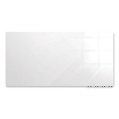 Ghent Aria Low Profile Magnetic Glass Whiteboard, 96 x 48, White Surface (GHEARIASM48WH)