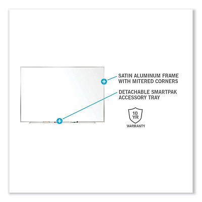 Ghent Non-Magnetic Whiteboard with Aluminum Frame, 96.63 x 48.47, White Surface, Satin Aluminum Frame (GHEM2484)