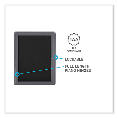 Ghent Enclosed Letterboard, 24.13 x 33.75, Gray Powder-Coated Aluminum Frame (GHEOVG1BBG)
