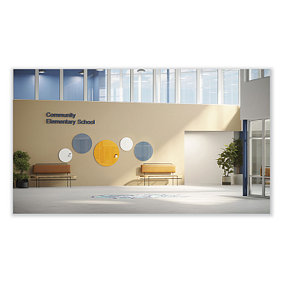 Ghent Coda Low Profile Circular Magnetic Glassboard, 48 Diameter, White Surface (GHECDAGM48WH)